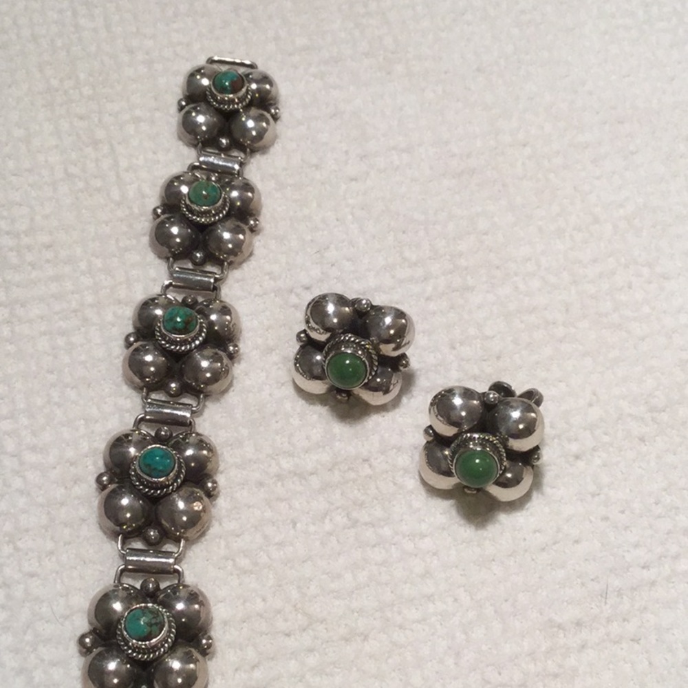 VTG Vintage Mexico Sterling Bracelet & Earrings